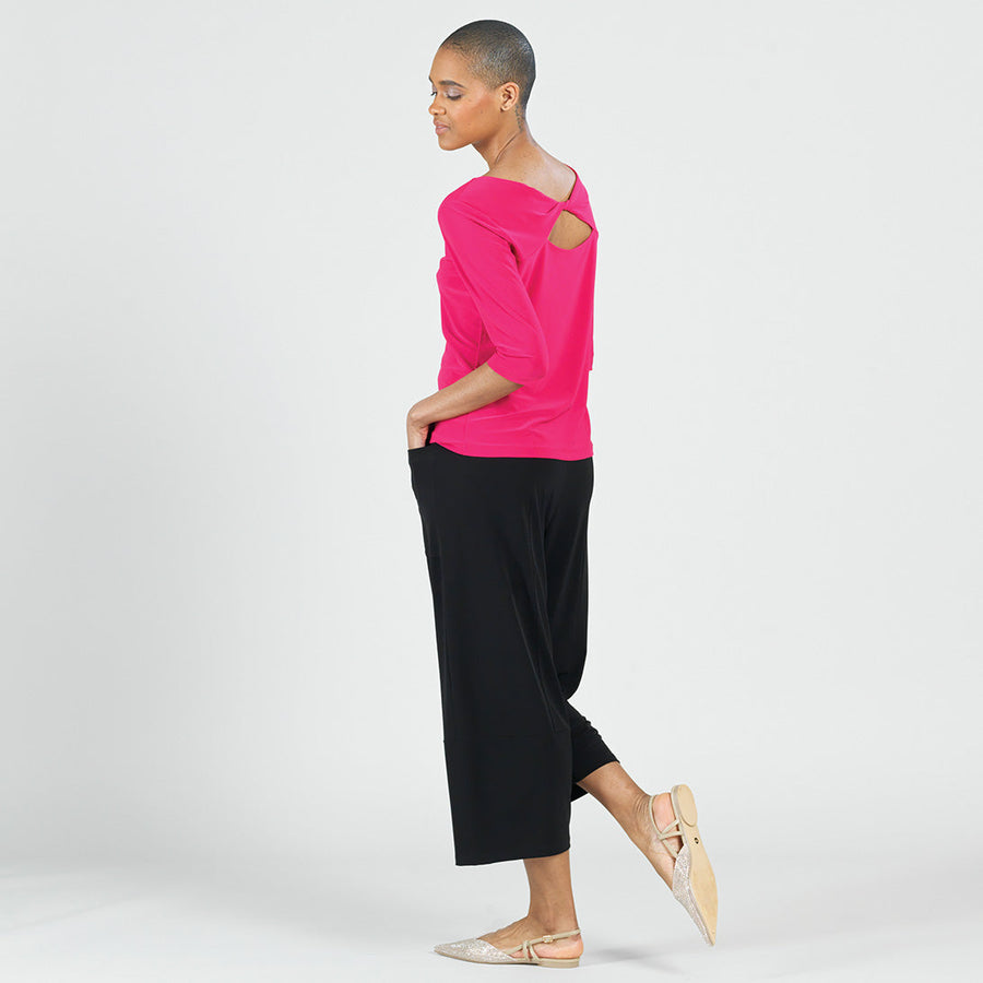 Reversible Twist Cut Out Top - Hot Pink