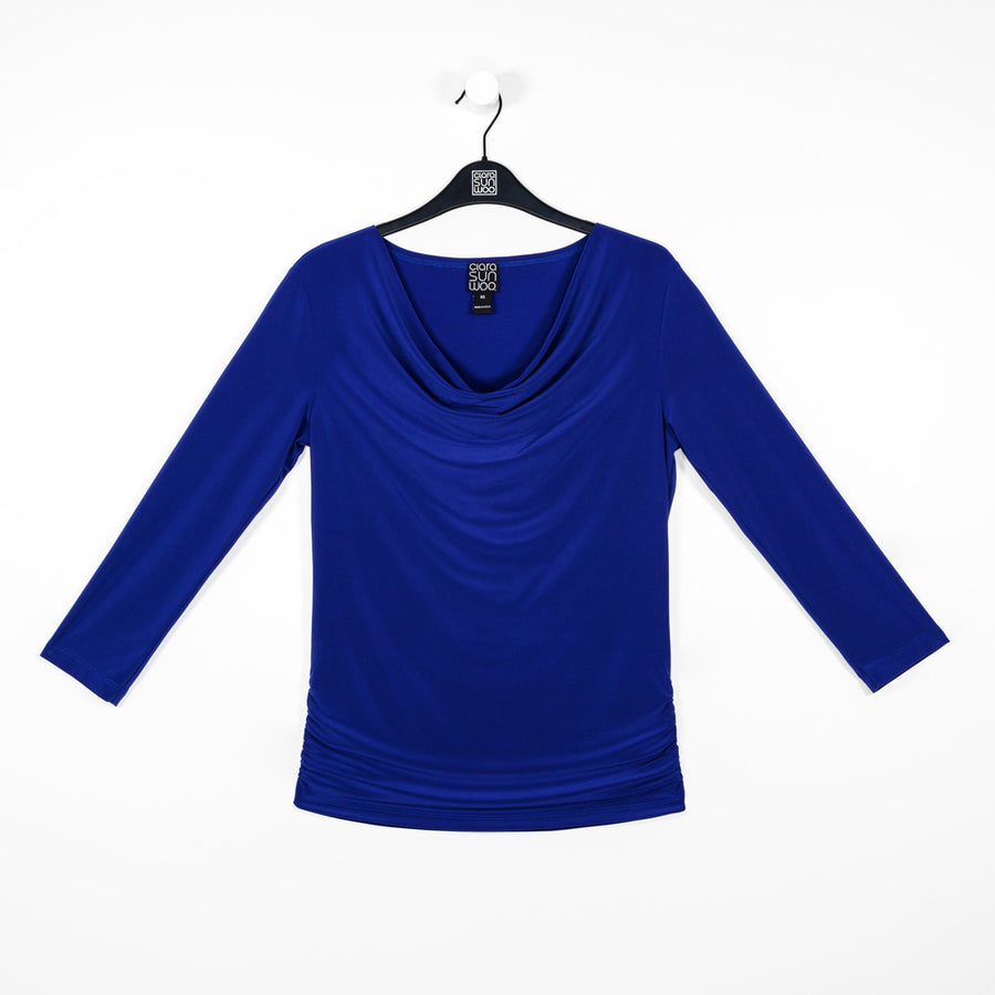 Cowl Neck Side Ruched Top - Cobalt - Final Sale!