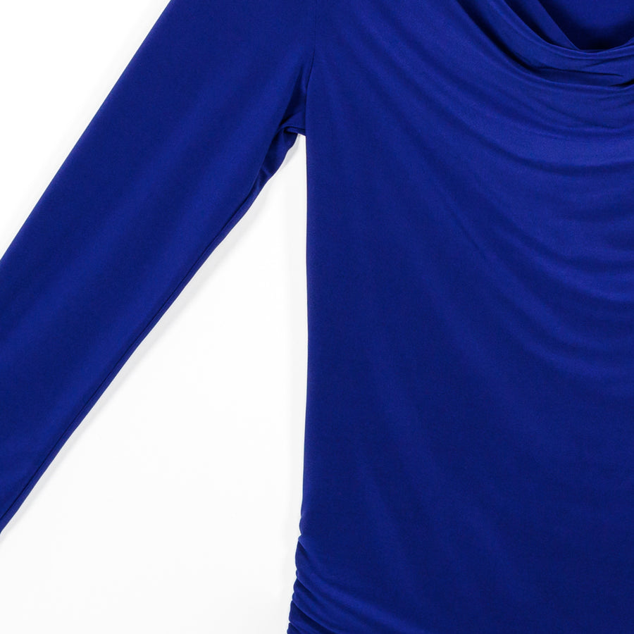 Cowl Neck Side Ruched Top - Cobalt - Final Sale!