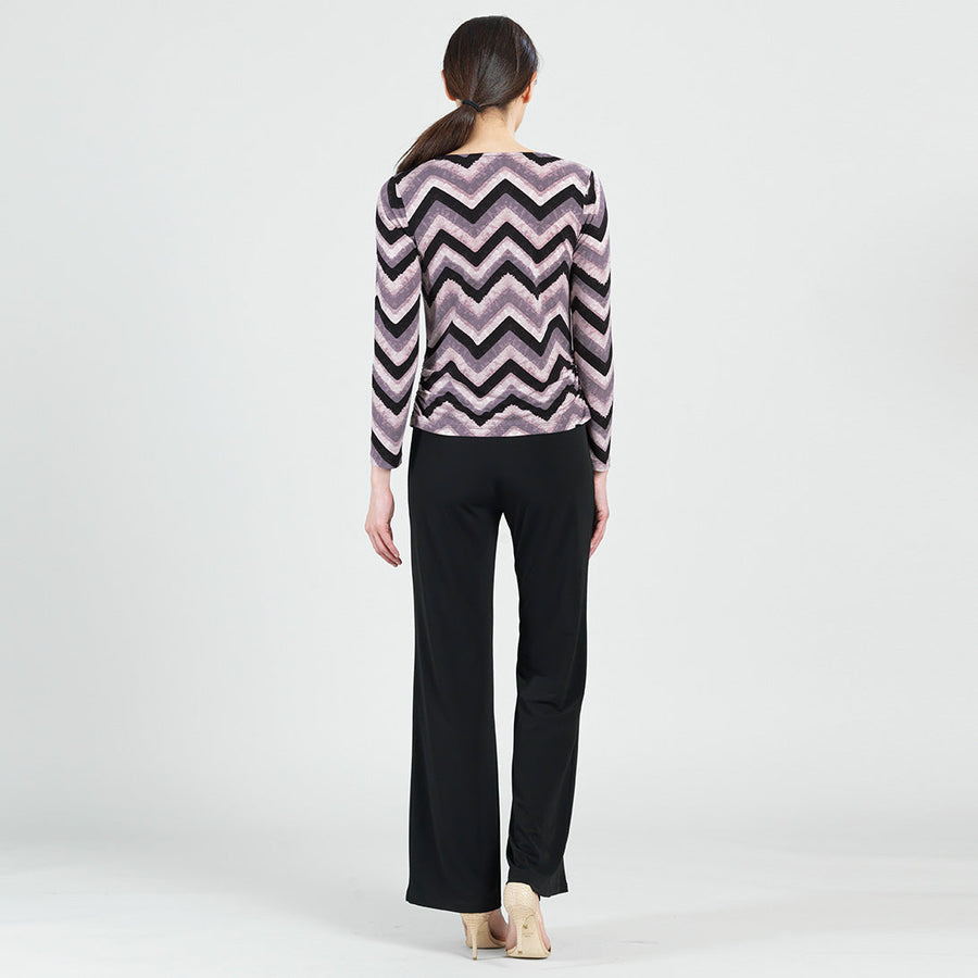 Cowl Neck Side Ruched Top - Chevron - Final Sale!