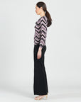 Cowl Neck Side Ruched Top - Chevron - Final Sale!