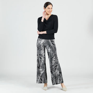 Cowl Neck Side Ruched Top - Black