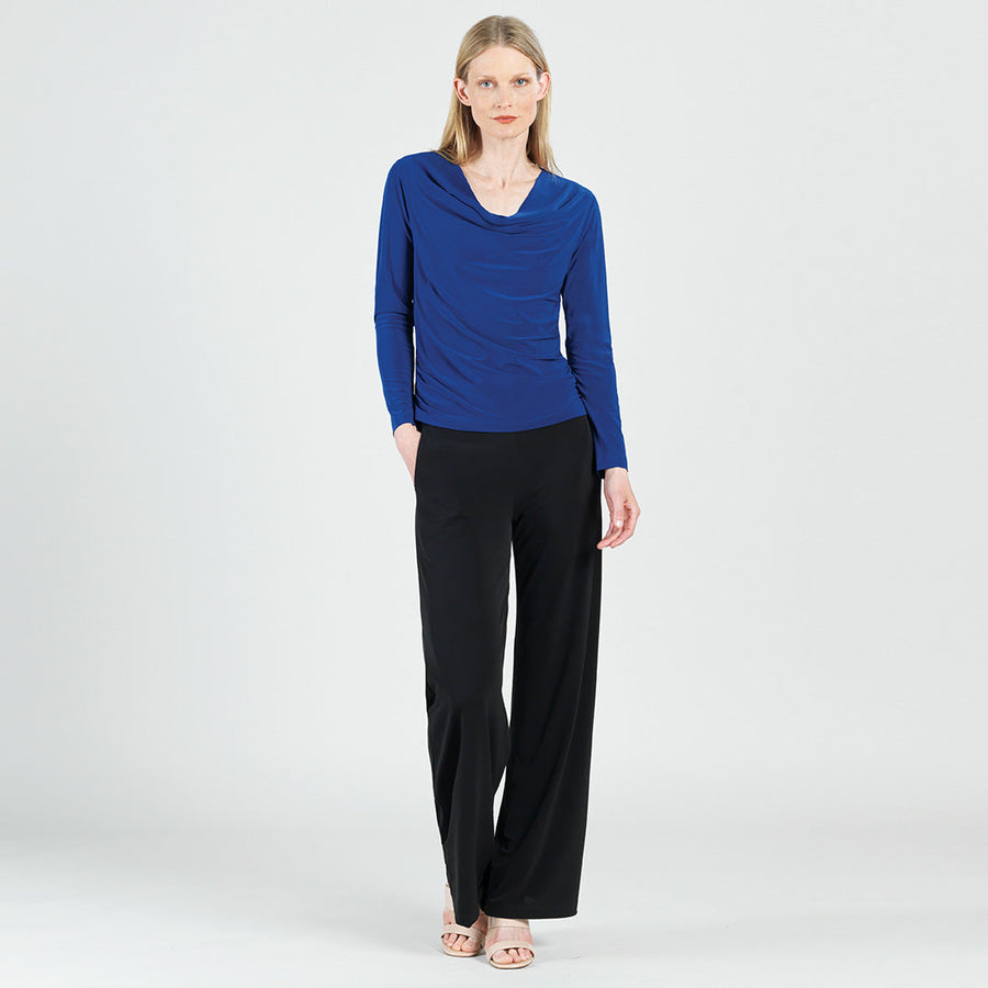 Cowl Neck Side Ruched Top - Cobalt - Final Sale!