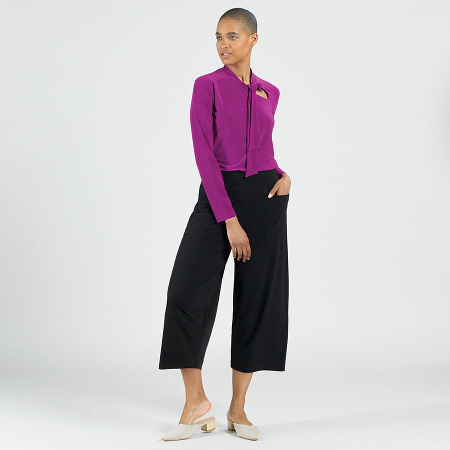 Asymmetrical Bow Tie-Neck Top - Violet - Final Sale!