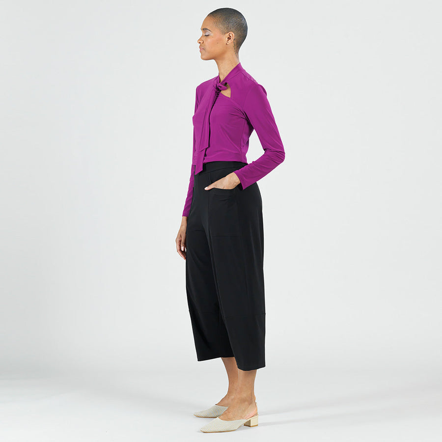 Asymmetrical Bow Tie-Neck Top - Violet - Final Sale!