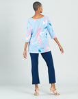 Floral Sketch Scoop Neck Tunic - Peri/Pink - Final Sale!