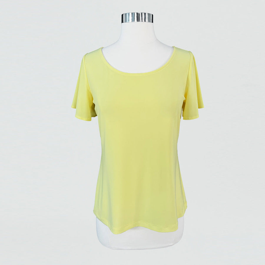 Back Keyhole Flounce Sleeve Top - Yellow - Final Sale!