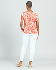 Light Knit - Ruffle Overlay Top - Palm Branch-Coral - Final Sale!