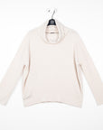 French Terry-Like Knit - Cowl Turtleneck Sweater Top - Bone - Final Sale!