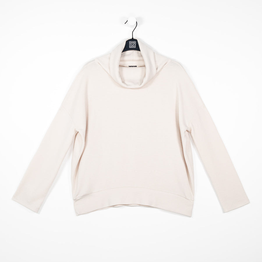 French Terry-Like Knit - Cowl Turtleneck Sweater Top - Bone - Final Sale!
