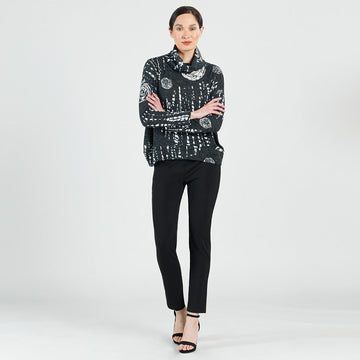 Cozy Texture - Cowl Turtleneck Sweater Top - Rose Scatter - Final Sale!