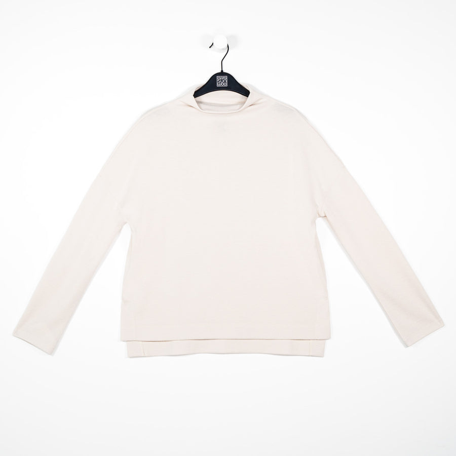 French Terry-Like Knit - Funnel Neck Sweater Top - Bone - Final Sale!