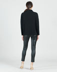 French Terry-Like Knit - Funnel Neck Sweater Top - Black - Final Sale!