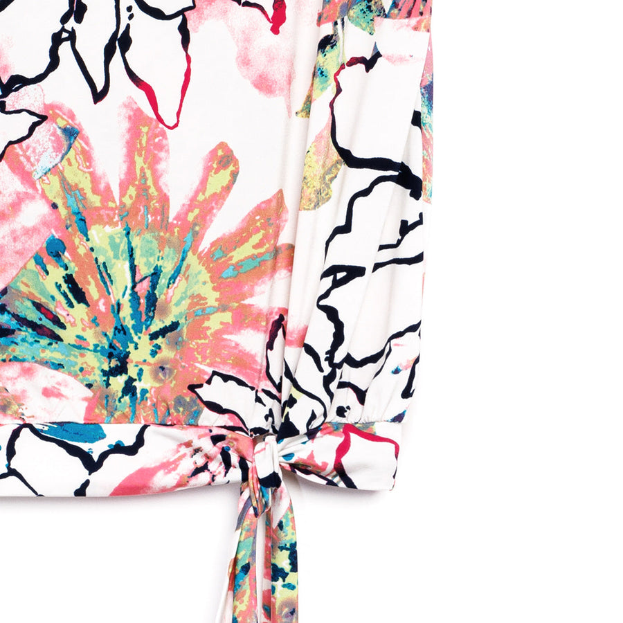 Butter Knit - Cap Sleeve Tie Hem Top - Water Floral - Final Sale!