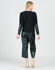 Dolman Sleeve Liquid Leather Cuff Top - Black - Final Sale!