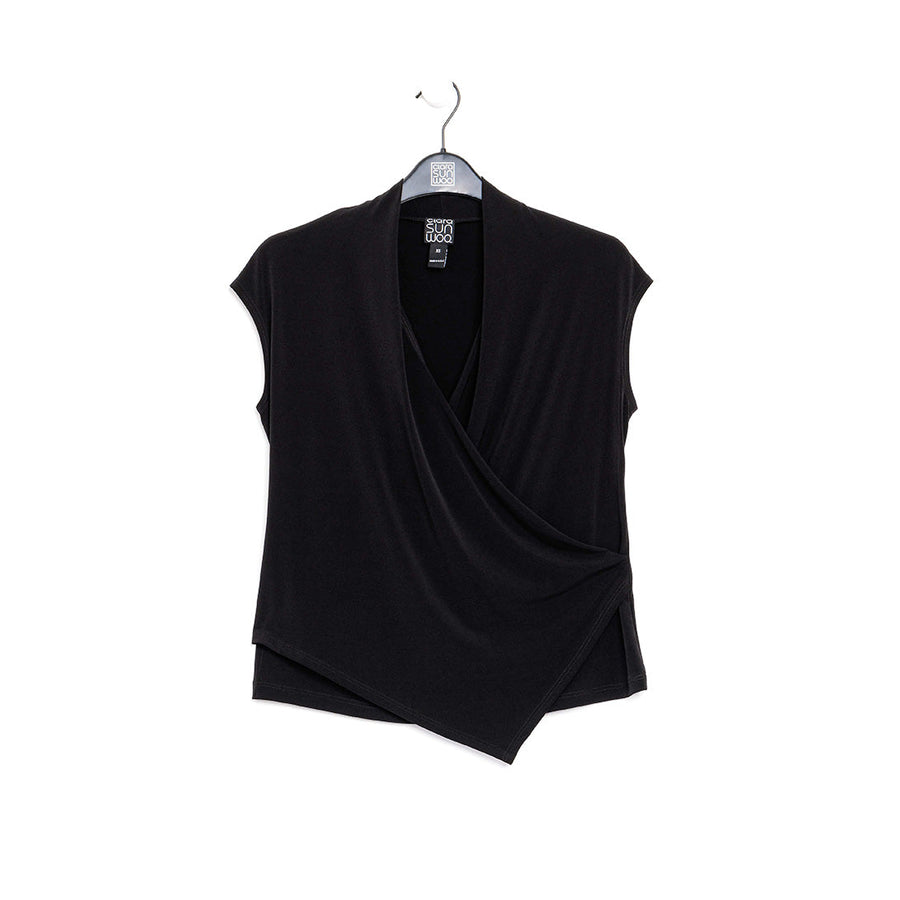 Crossover Faux Wrap Top - Black – Clara Sunwoo