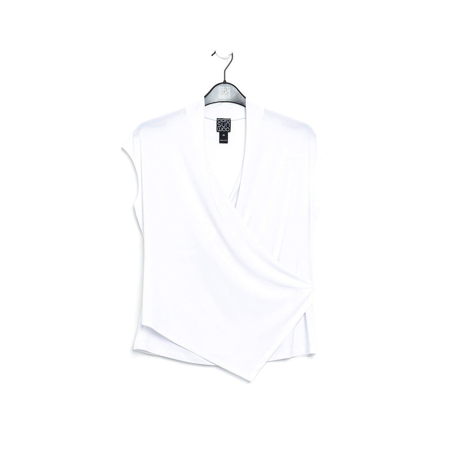 Crossover Faux Wrap Top - White