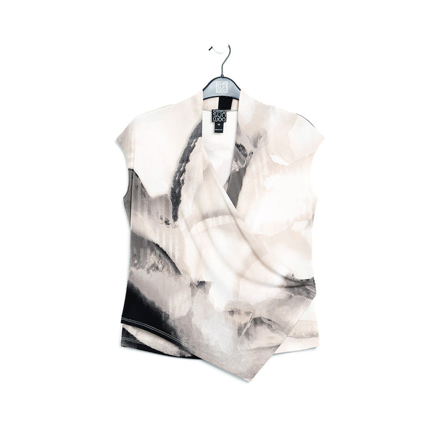 Crossover Faux Wrap Top - Watercolor - Final Sale!