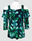 Gauze Knit - Open Shoulder Ruffle Top - Garden Stem - Final Sale!