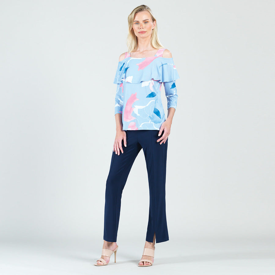 Open Shoulder Ruffle Top - Floral Sketch - Final Sale!