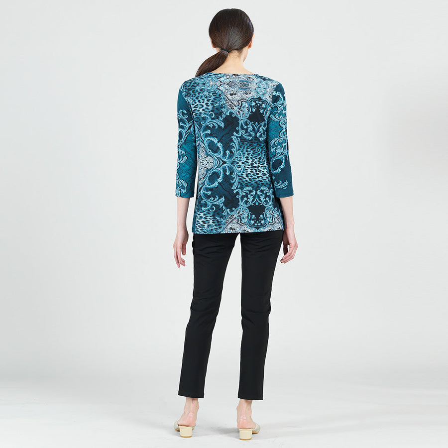 Cowl Neck Side Vent Tunic - Animal Paisley - Final Sale!