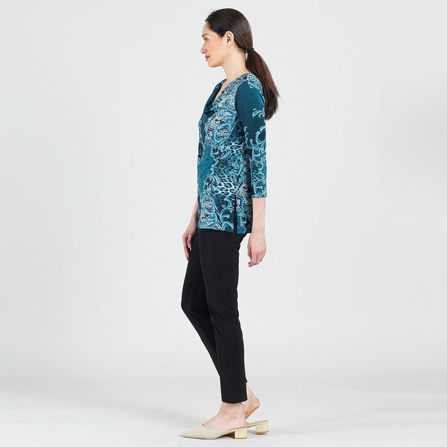 Cowl Neck Side Vent Tunic - Animal Paisley - Final Sale!