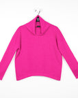 Twill Knit - Tipped Hem Sweater Top - Hot Pink - Final Sale! - Clara Sunwoo