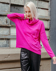 Twill Knit - Tipped Hem Sweater Top - Hot Pink - Final Sale! - Clara Sunwoo