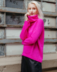 Twill Knit - Tipped Hem Sweater Top - Hot Pink - Final Sale! - Clara Sunwoo