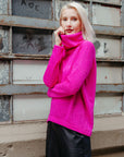 Twill Knit - Tipped Hem Sweater Top - Hot Pink - Final Sale!