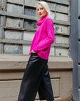 Twill Knit - Tipped Hem Sweater Top - Hot Pink - Final Sale! - Clara Sunwoo