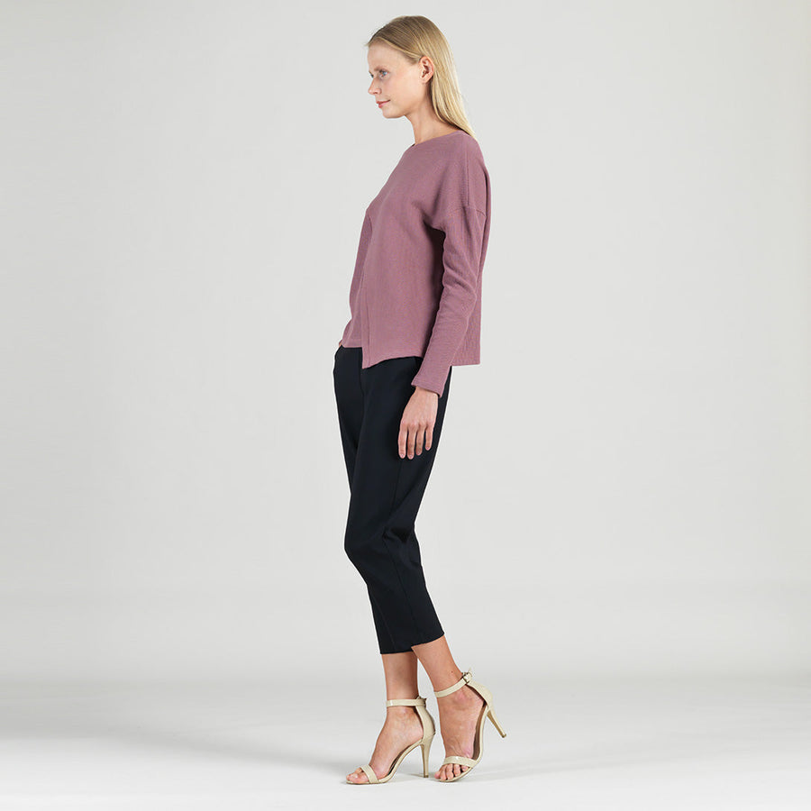 Structured Ribbed Knit - Modern Envelope Hem Sweater - Mauve - Final Sale!