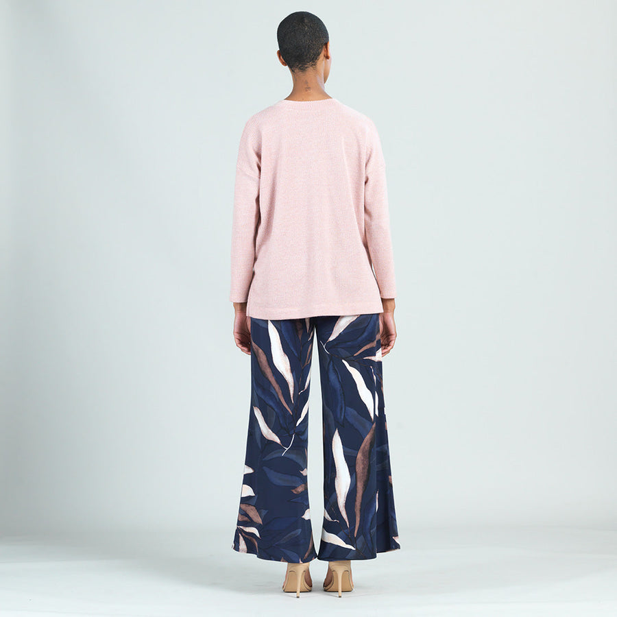 Waffle Knit V-Neck Hi-Low Sweater Top - Blush - Final Sale!