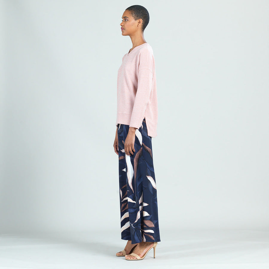 Waffle Knit V-Neck Hi-Low Sweater Top - Blush - Final Sale!