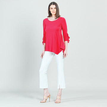 Flutter Cuff Angle Vent Tunic - Hot Pink