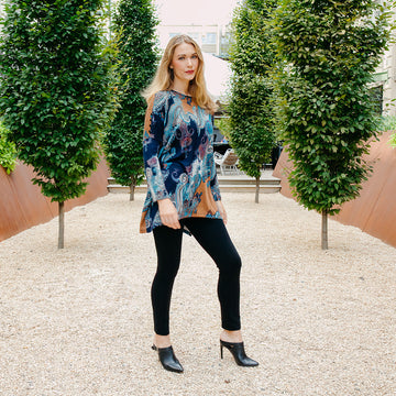 Lightweight Cozy - Button Sleeve Boyfriend Sweater Tunic - Paisley - Final Sale!