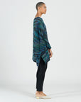 Lightweight Cozy - Poncho Sleeve Sweater Tunic - Peacock Pinstripe - Final Sale!