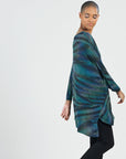 Lightweight Cozy - Poncho Sleeve Sweater Tunic - Peacock Pinstripe - Final Sale!
