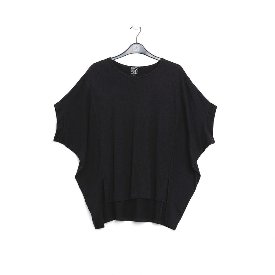 Modal Cotton - Dolman Cuff Hi-Low Tunic - Black