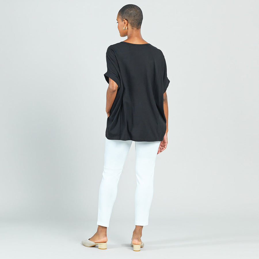 Modal Cotton - Dolman Cuff Hi-Low Tunic - Black