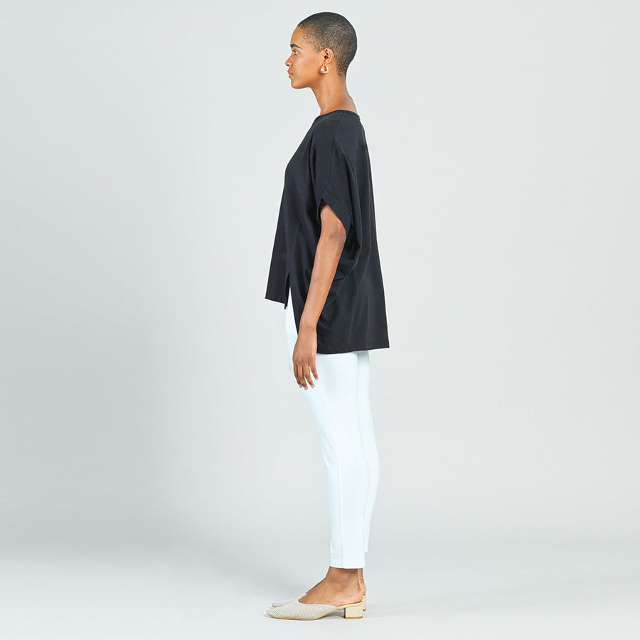 Modal Cotton - Dolman Cuff Hi-Low Tunic - Black