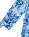 Light Knit - Flutter Cuff Angle Vent Tunic - Palm Branch-Blue
