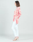 Light Knit - Flutter Cuff Angle Vent Tunic - Palm Branch-Coral - Limited Sizes!