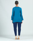Peach Knit - Pull Tie Bell Sleeve Tunic - Teal - Final Sale!