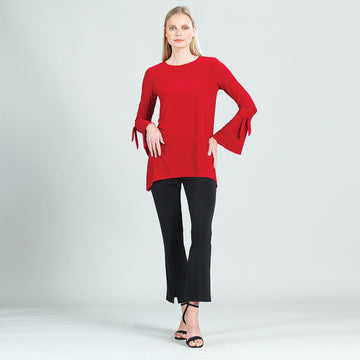 Solid Pull Tie Bell Sleeve Tunic - Red - Final Sale!