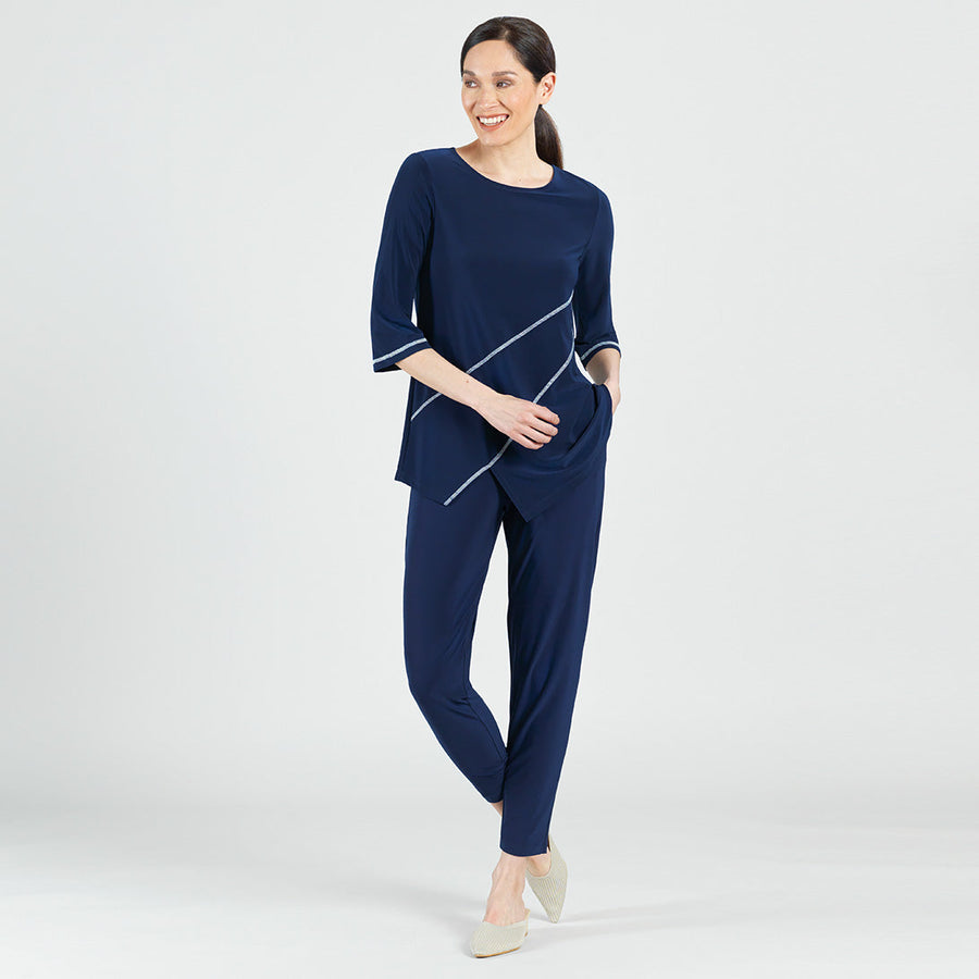Stitch Line Angle Vent Tunic - Navy/White - Final Sale!