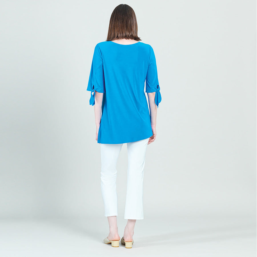 Tie Cuff Asymmetrical Vent Tunic - Brilliant Blue - Final Sale!