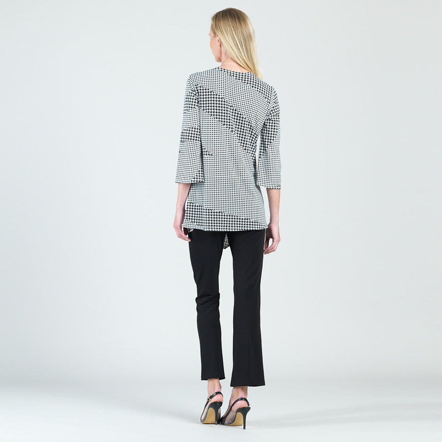 Side Gathered Drape Tunic - Houndstooth Grid - Final Sale!